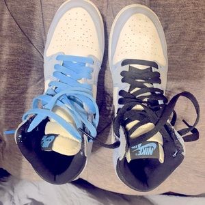 Jordan Ones $250 OBO. Don’t fit. Have both blue and black laces. Never worn!